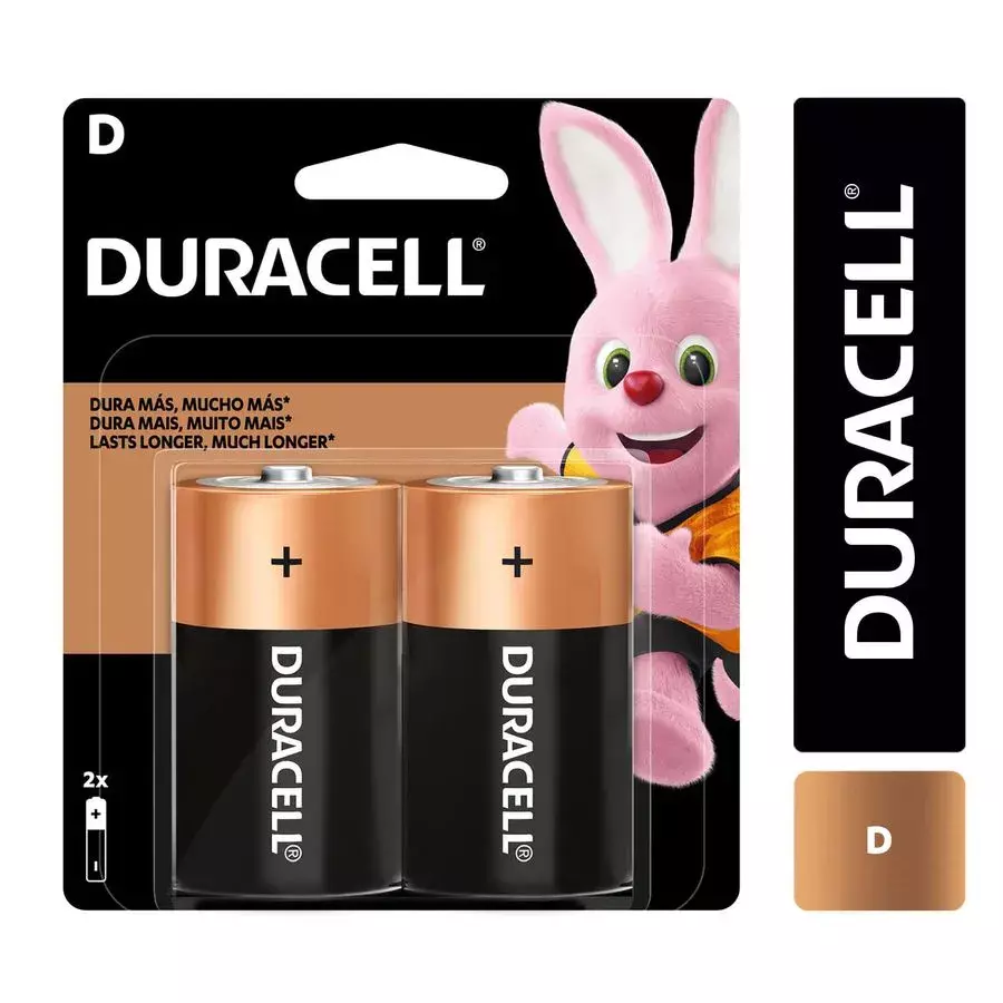 Pila Duracell Tipo D 2 Pilas Bateria Grande Dura Mas-0