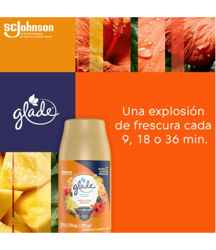 Repuesto Glade Aromatizante Automático Hawaiian Breeze 270ml-2