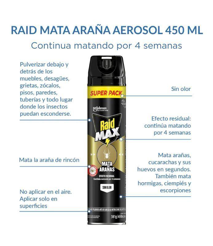 Pack 2 Mata Arañas Tarantulas sin olor 381g Raid-1