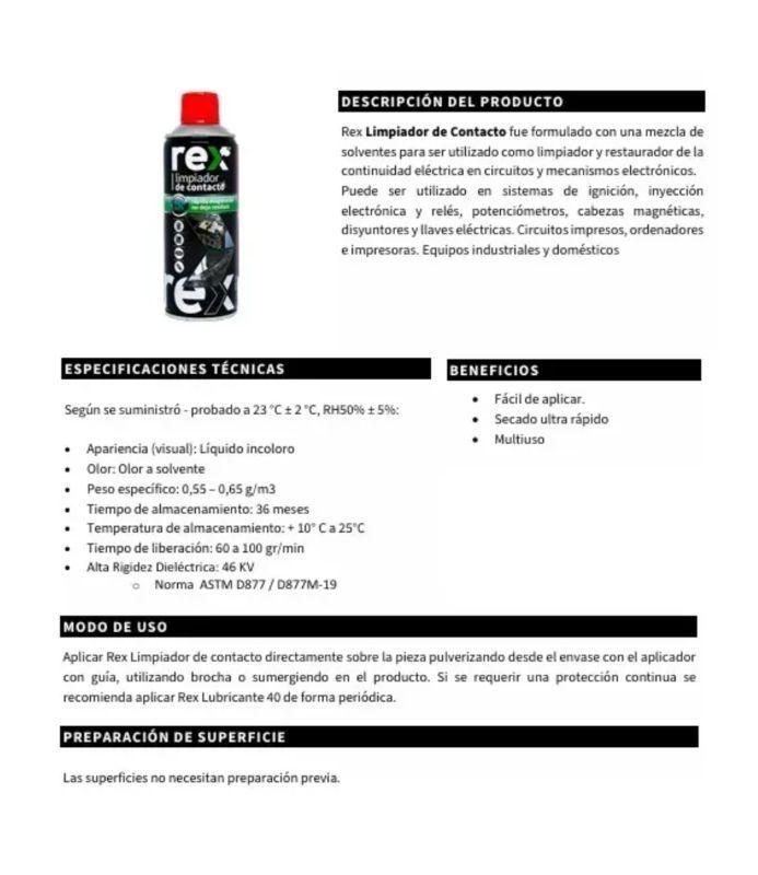 Limpiador De Contactos Electricos Multiuso Rex 400 ML-3