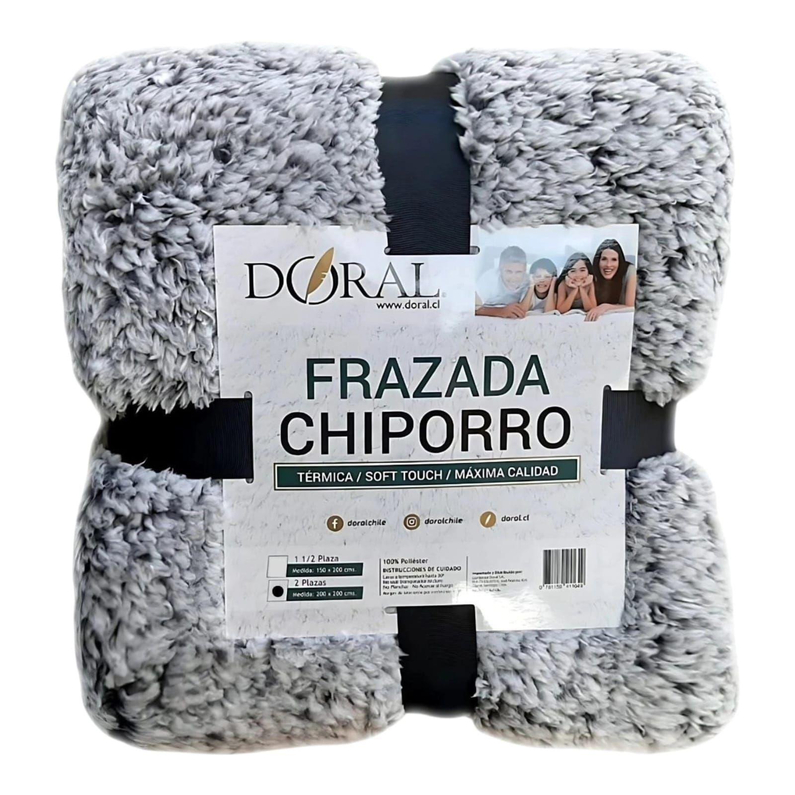 Frazada Doral Chiporro 2 Plazas Sherpa 200x200 cm Gris Reversible-0