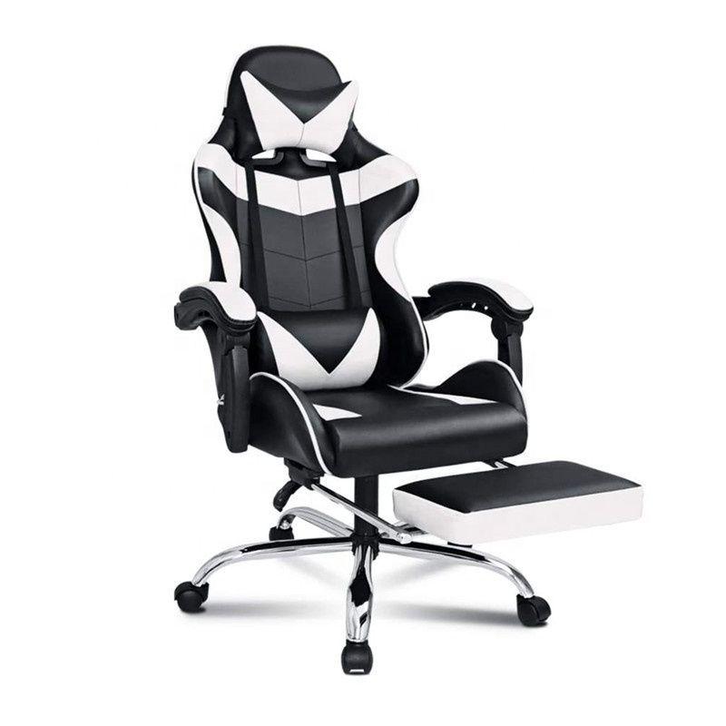 Silla Gamer Reclinable Apoya Pies Blanco-0