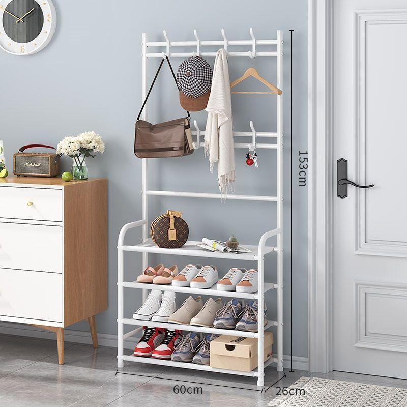 Perchero Metalico Colgador Zapatero Blanco-2