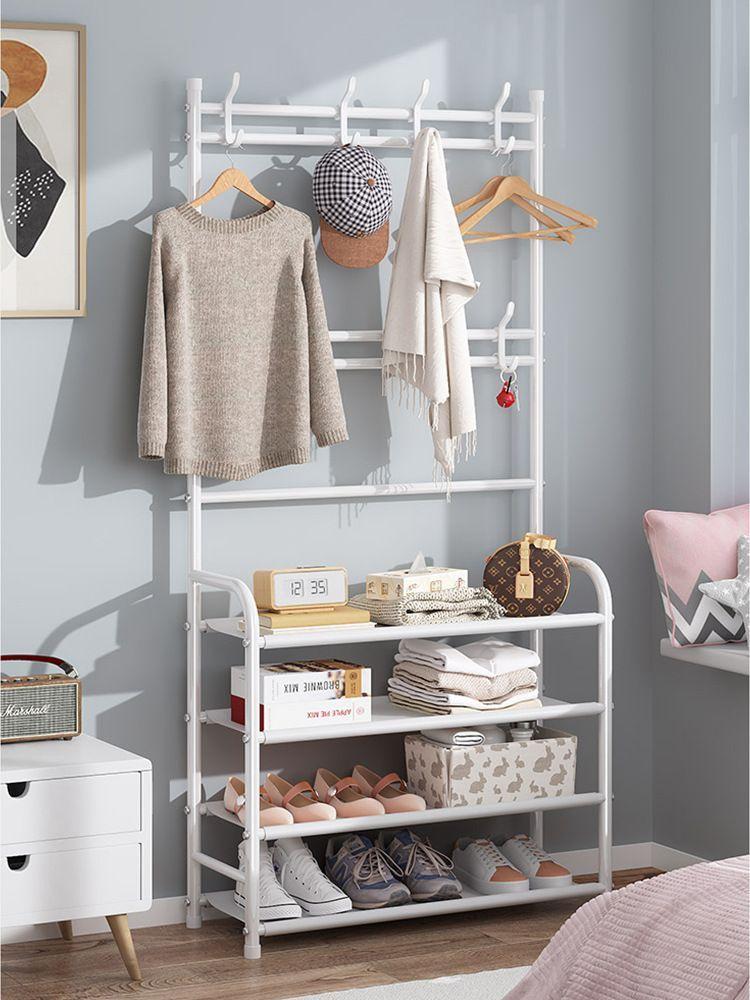 Perchero Metalico Colgador Zapatero Blanco-1