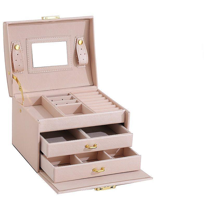 Joyero Caja De Joya Con Espejo Tipo Maleta Organizador Joyas-0