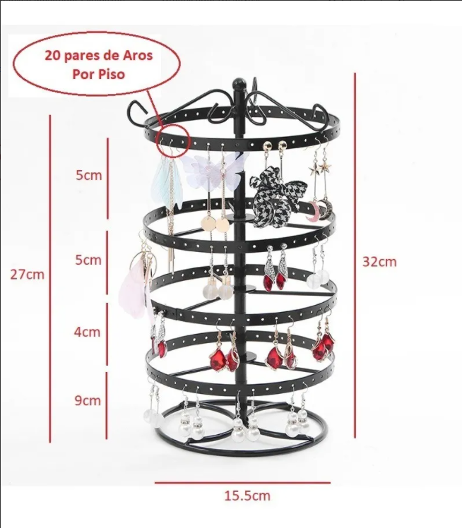 Exhibidor Giratorio De Aros Metálico Mostrador 15.5cm X 32cm-3