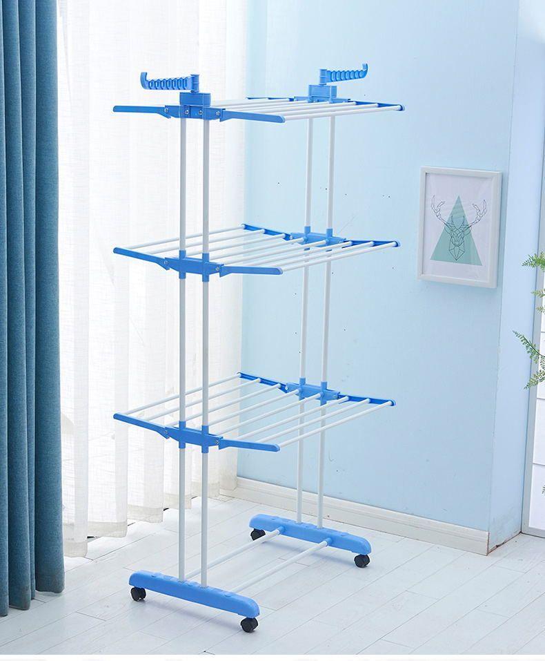 Tendedero Ropa Colgador Pechero Plegable 3 Niveles Celeste-2