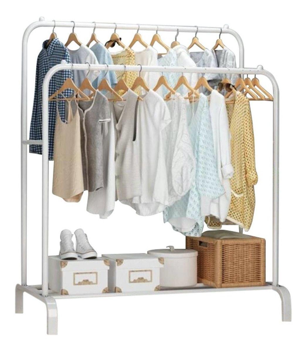 Perchero Metalico Doble Barras Exhibidor Baño 150x132x110-0