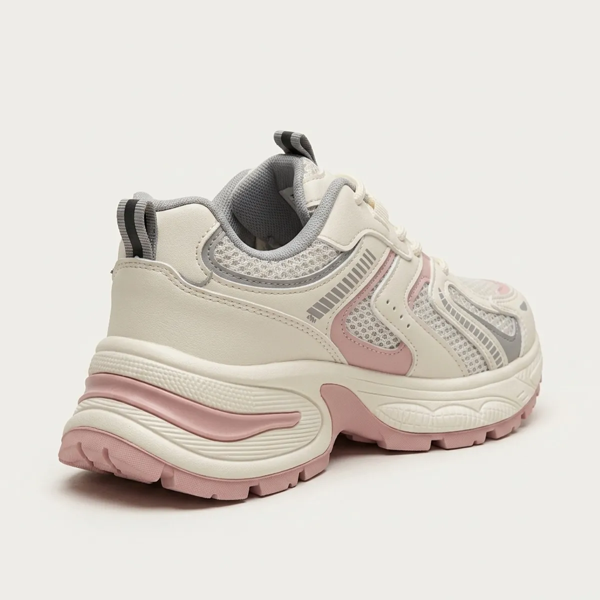 Zapatilla Deportiva Mujer Chunky Rosa Blanco Suela Gruesa-1