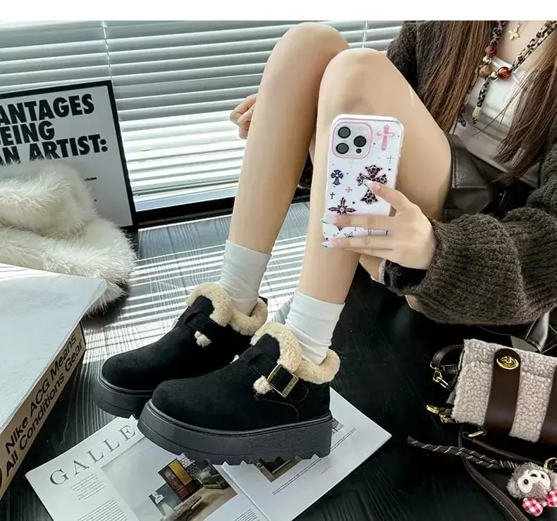 Botin Mujer Black Winter Platform Invierno Frio-2
