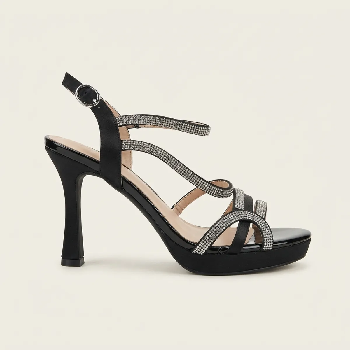 Sandalia Mujer Fiesta MultiTiras Plataforma Taco Alto Tac n Zapato-0