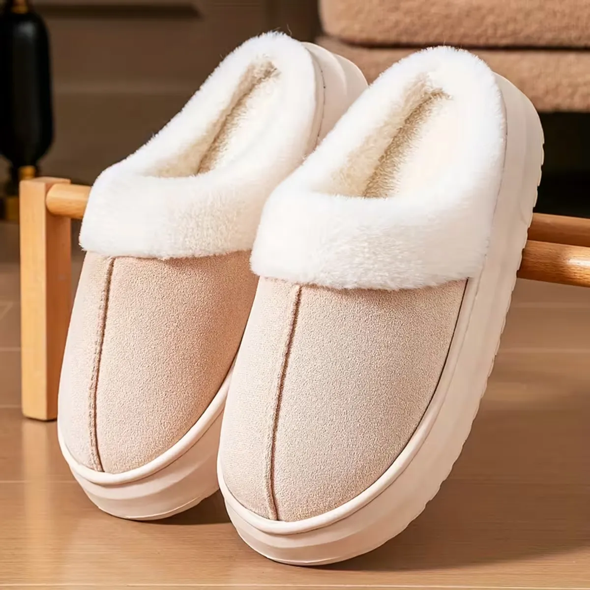 Pantuflas de Piel Antideslizantes Con Chiporro Mujer Cuero Sintetico-2