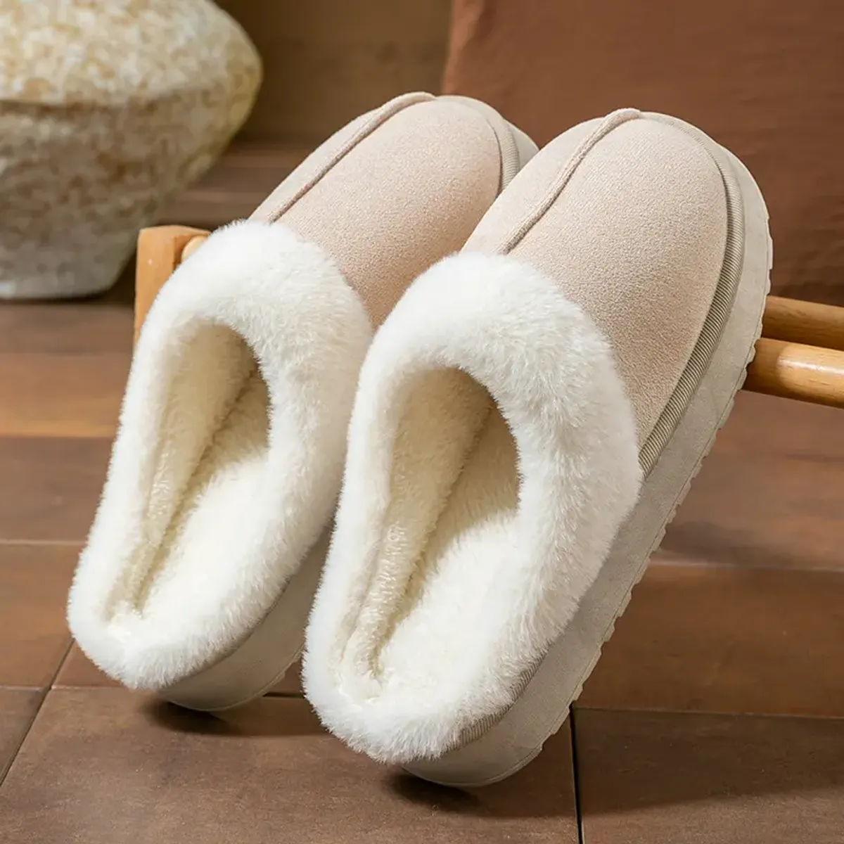 Pantuflas de Piel Antideslizantes Con Chiporro Mujer Cuero Sintetico-6