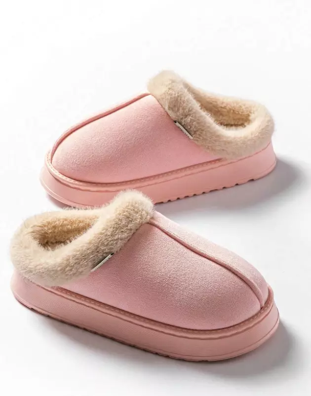 Pantuflas de Piel Antideslizantes Con Chiporro Mujer Cuero Sintetico-0