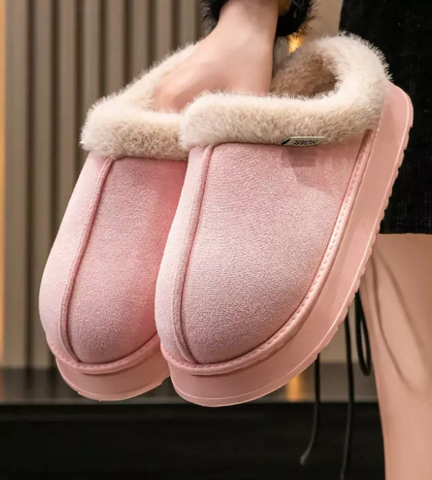 Pantuflas de Piel Antideslizantes Con Chiporro Mujer Cuero Sintetico-3