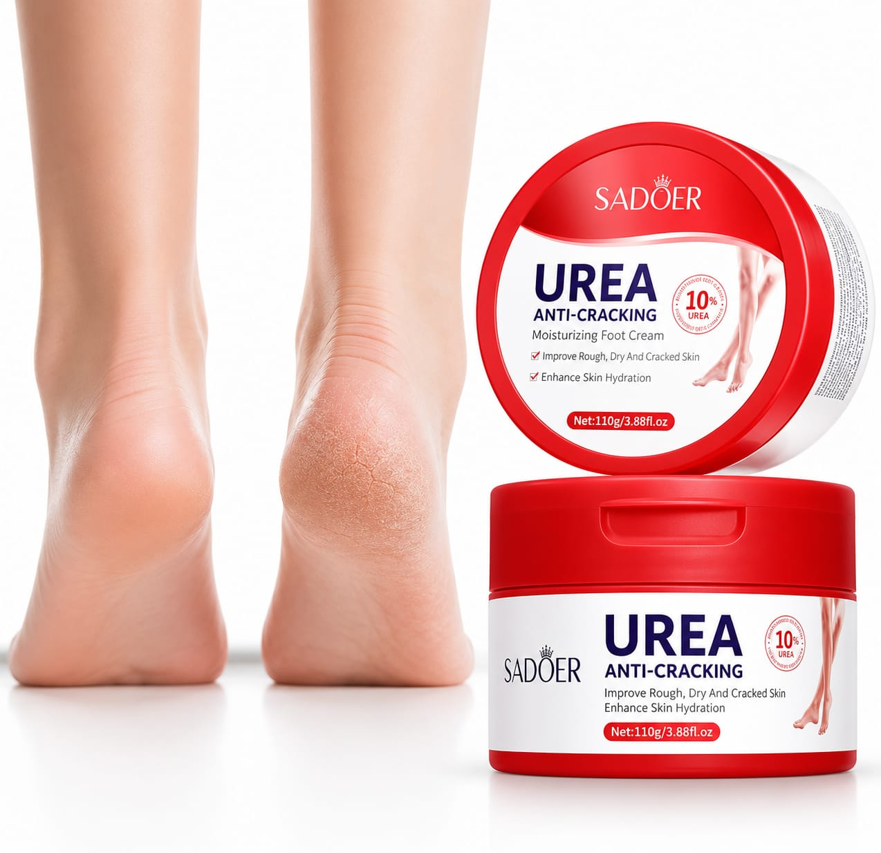 Crema para Pies Urea 10 Reparadora de Talones Agrietados y Resequedad 110g-4