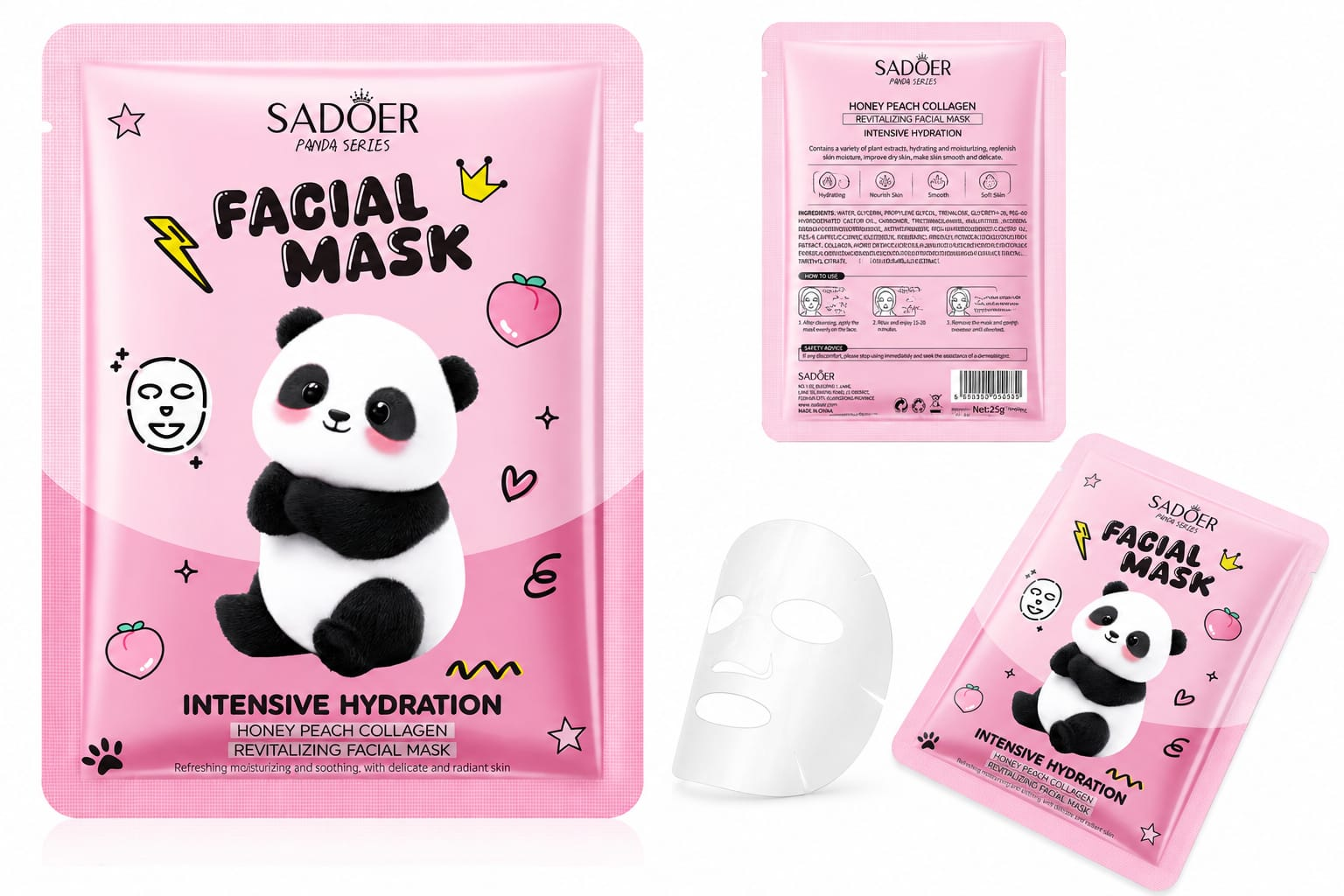 Set de 5 Mascarillas Faciales Colageno Pack Reafirmante e Hidratante Anti Edad-2