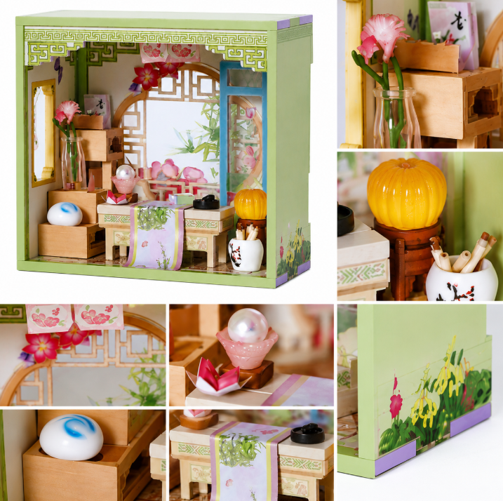Mini Casa DIY Estilo Oriental Antiguo Estudio de Verano Armable 3D-2