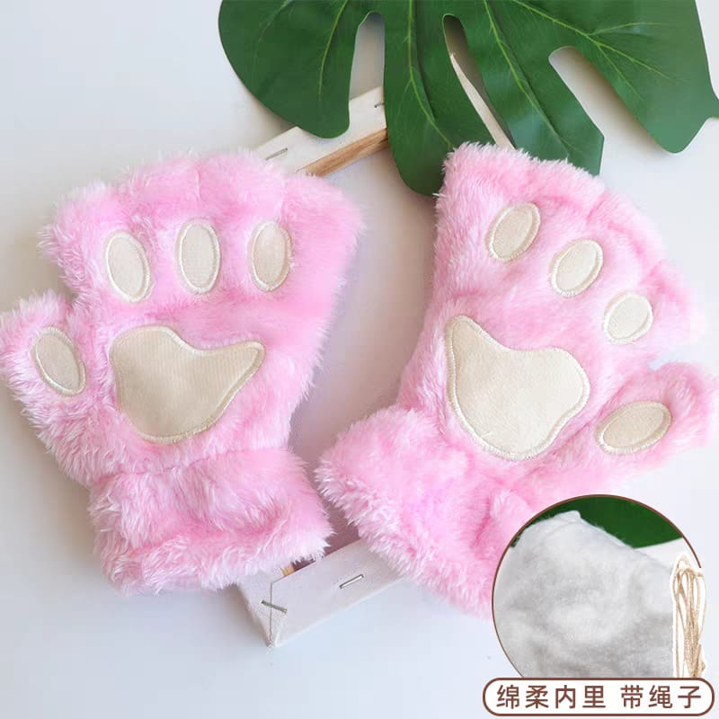 Guantes Kawaii Pata De Gato Peluche Invierno Calentitos Suaves-2