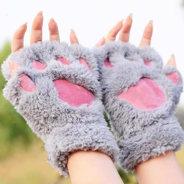 Guantes Kawaii Pata De Gato Peluche Invierno Calentitos Suaves-3