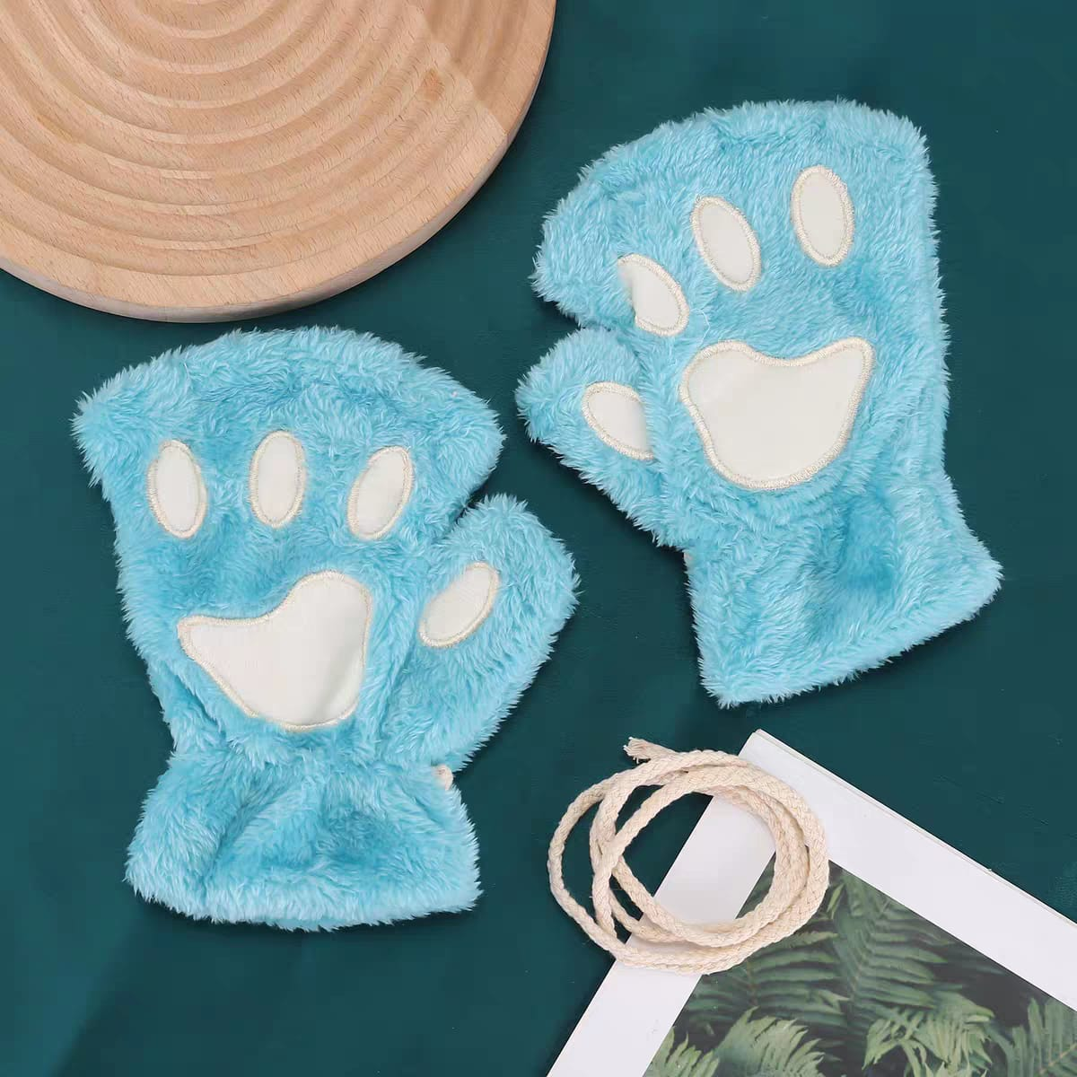 Guantes Kawaii Pata De Gato Peluche Invierno Calentitos Suaves-5