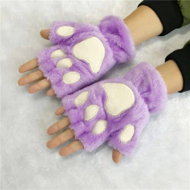 Guantes Kawaii Pata De Gato Peluche Invierno Calentitos Suaves-7