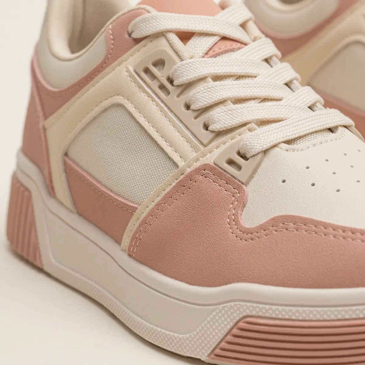 Zapatilla Mujer Urbana Bicolor Suela Plataforma Rosa y Blanco Chunky Y2K-2