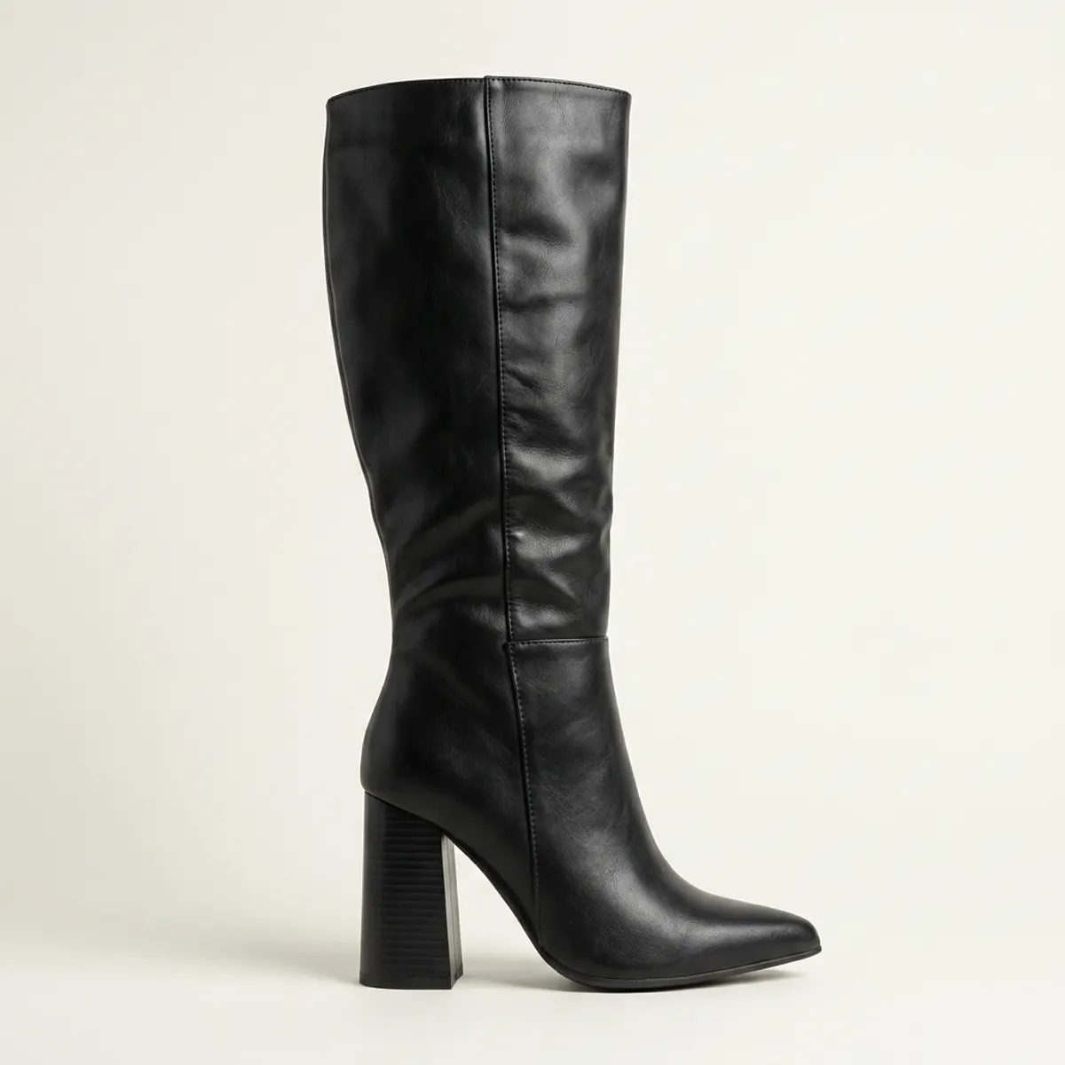 Botas Altas Mujer Alta Taco Ancho Negra Elegante-0