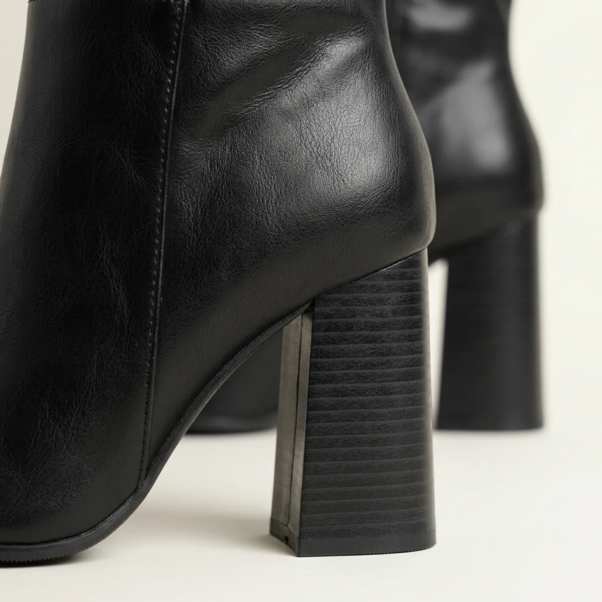 Botas Altas Mujer Alta Taco Ancho Negra Elegante-2