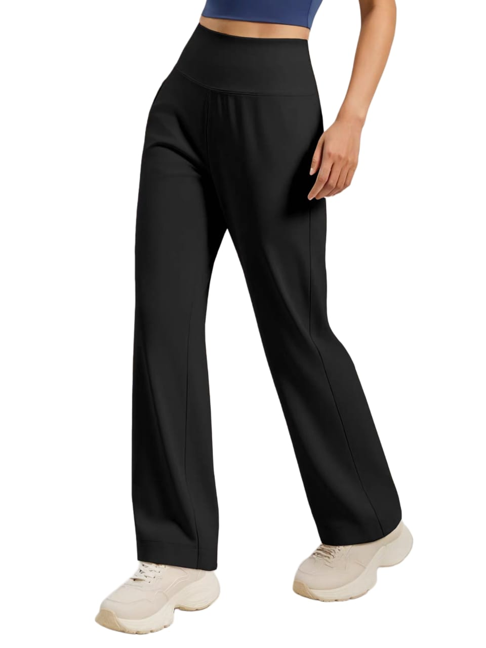 Pantalon Calza Elasticada de Corte Recto con Bolsillo Secreto Mujer Gimnasio-4