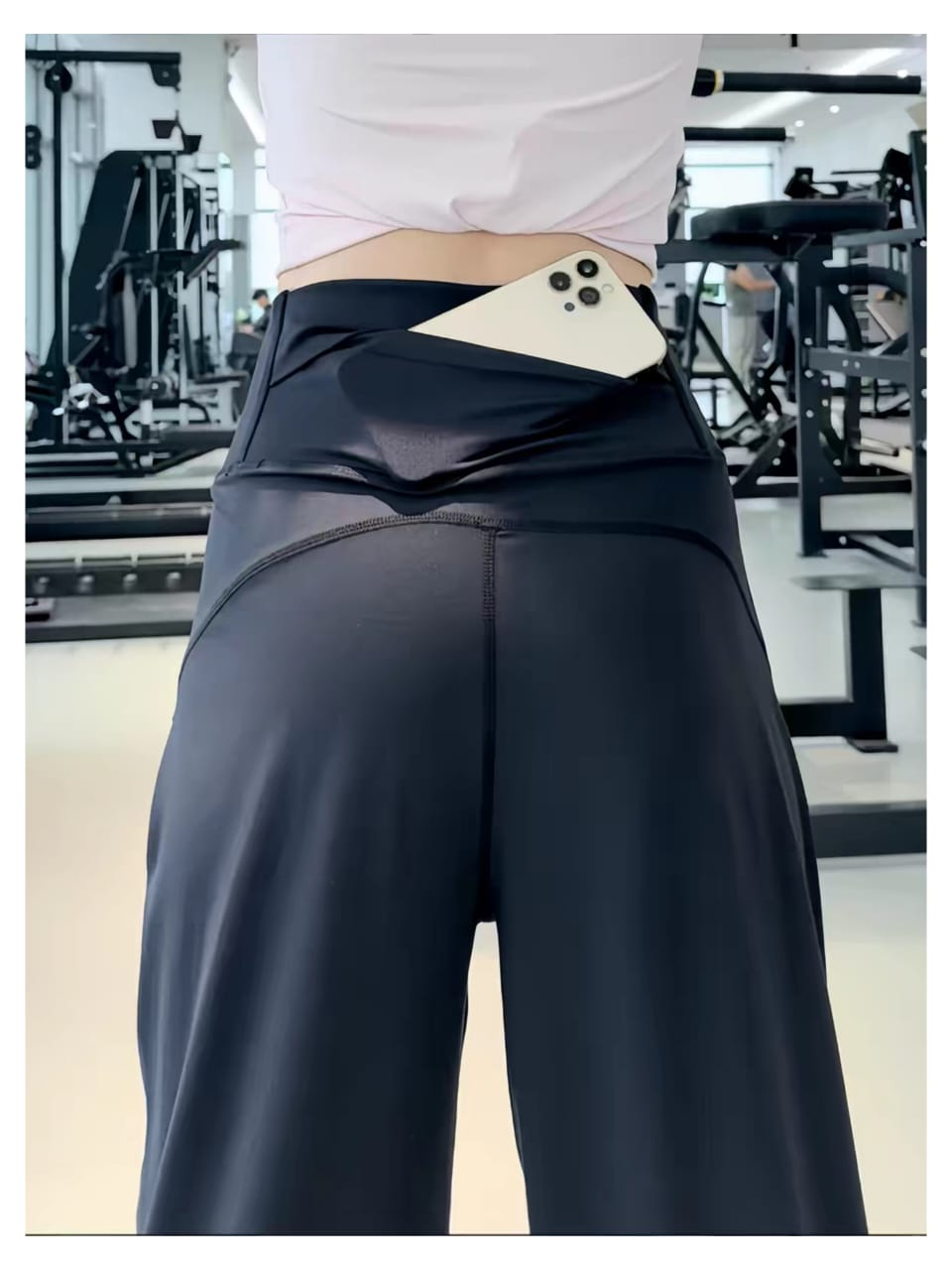 Pantalon Calza Elasticada de Corte Recto con Bolsillo Secreto Mujer Gimnasio-5