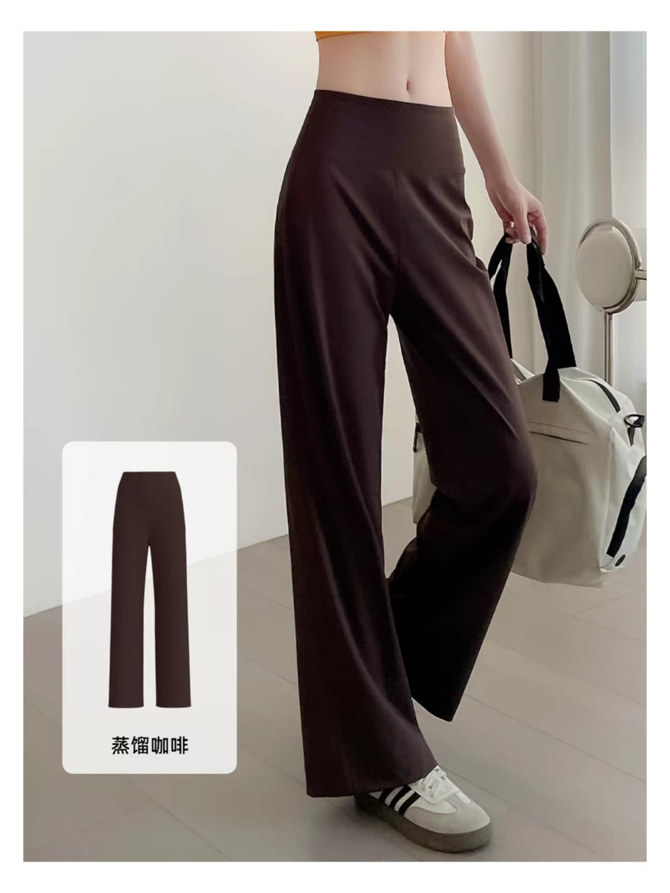 Pantalon Calza Elasticada de Corte Recto con Bolsillo Secreto Mujer Gimnasio-7
