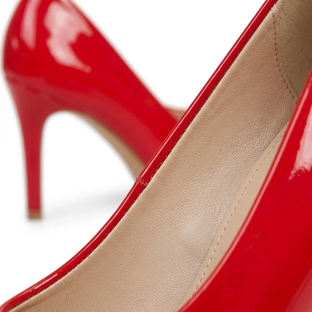 Tacones Stilleto Punta Fina Rojo Charol Taco Alto Elegante Mujer Zapatos-2