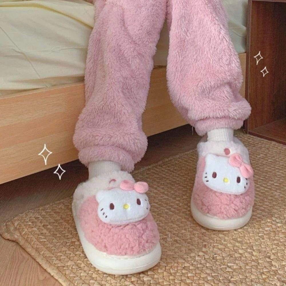 Pantuflas Hello Kitty Peluche Invierno Sanrio Suaves Antideslizantes-2
