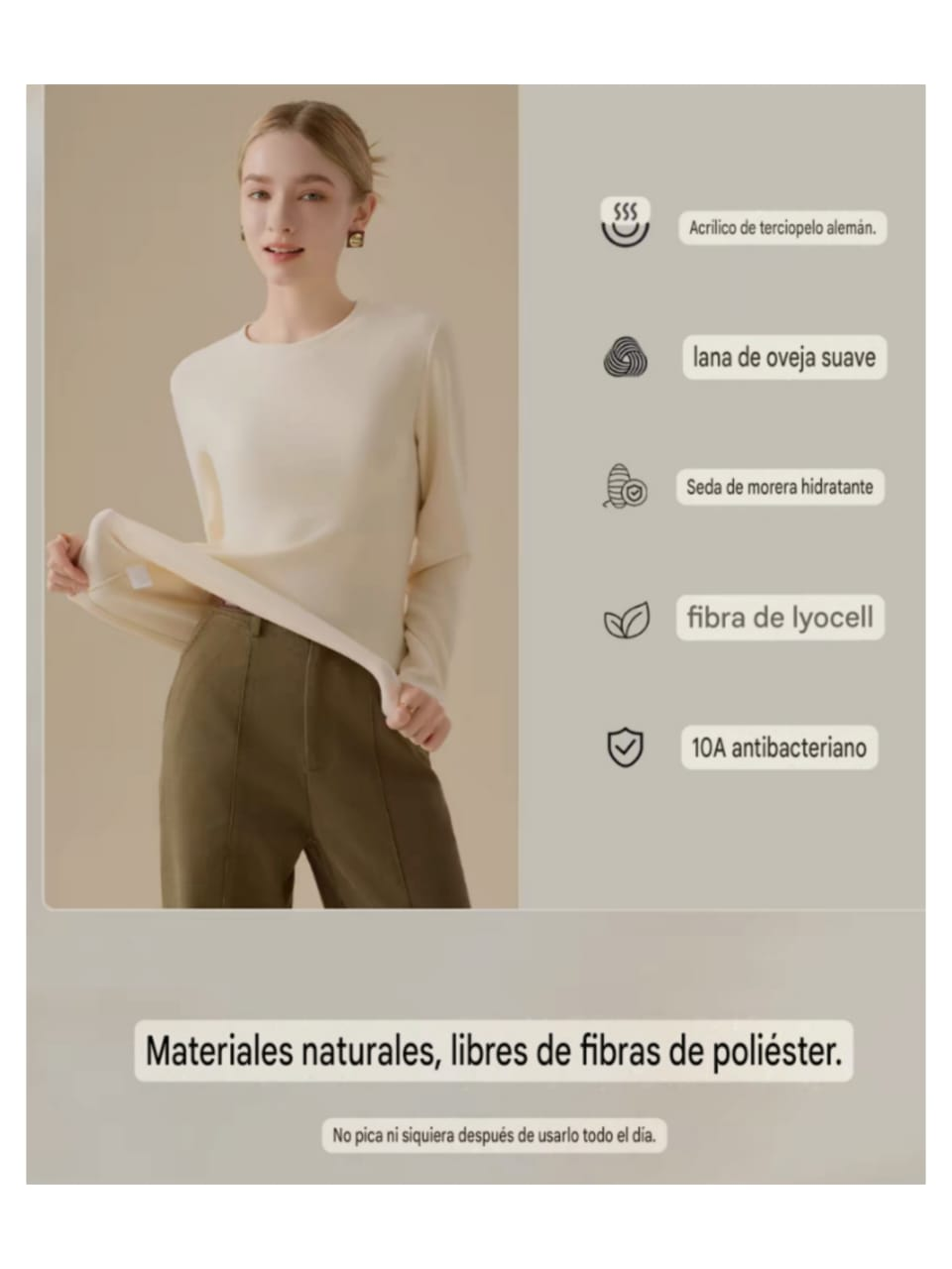 Polera Termica Cuello Beatle con Forro Polar Aleman Mujer Invierno -3