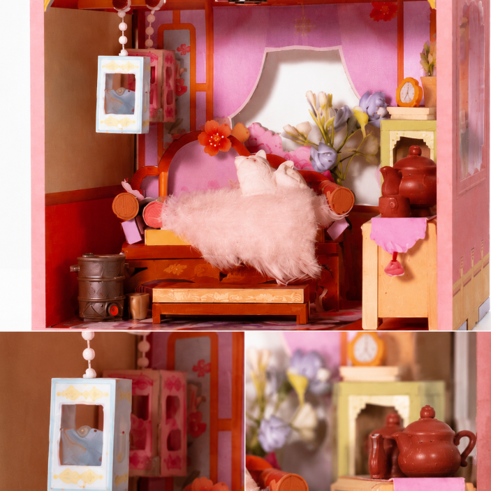 Casa Miniatura DIY Estilo Chino Antiguo Dream Space con Gatito Manualidad 3D-2