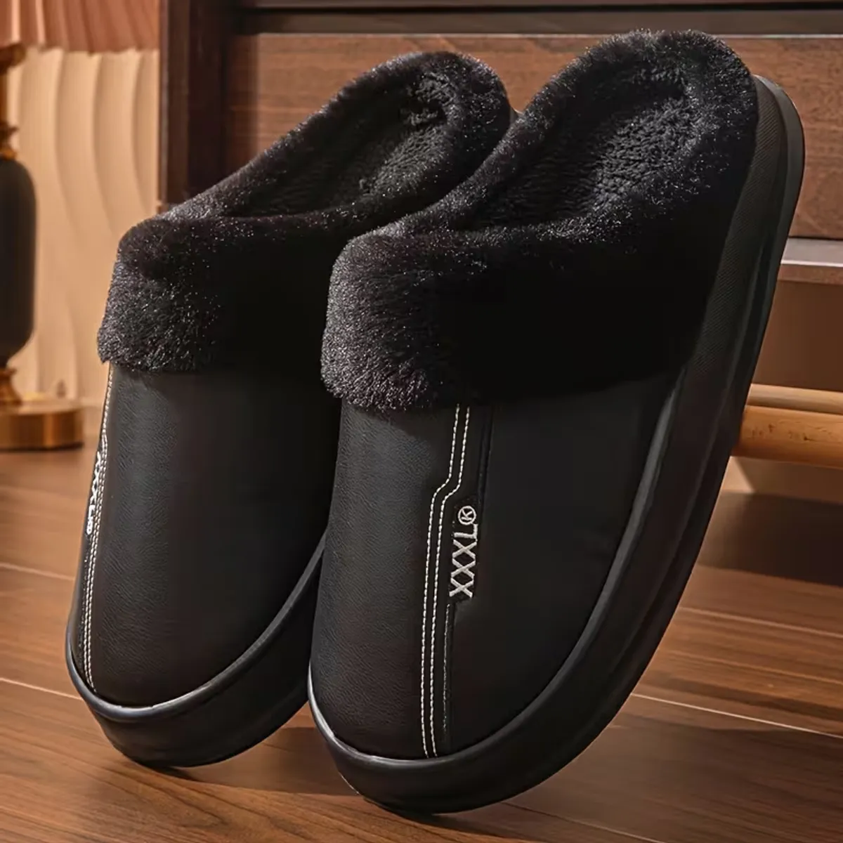 Pantuflas de Piel Antideslizantes Hombre Cuero Sintetico-0