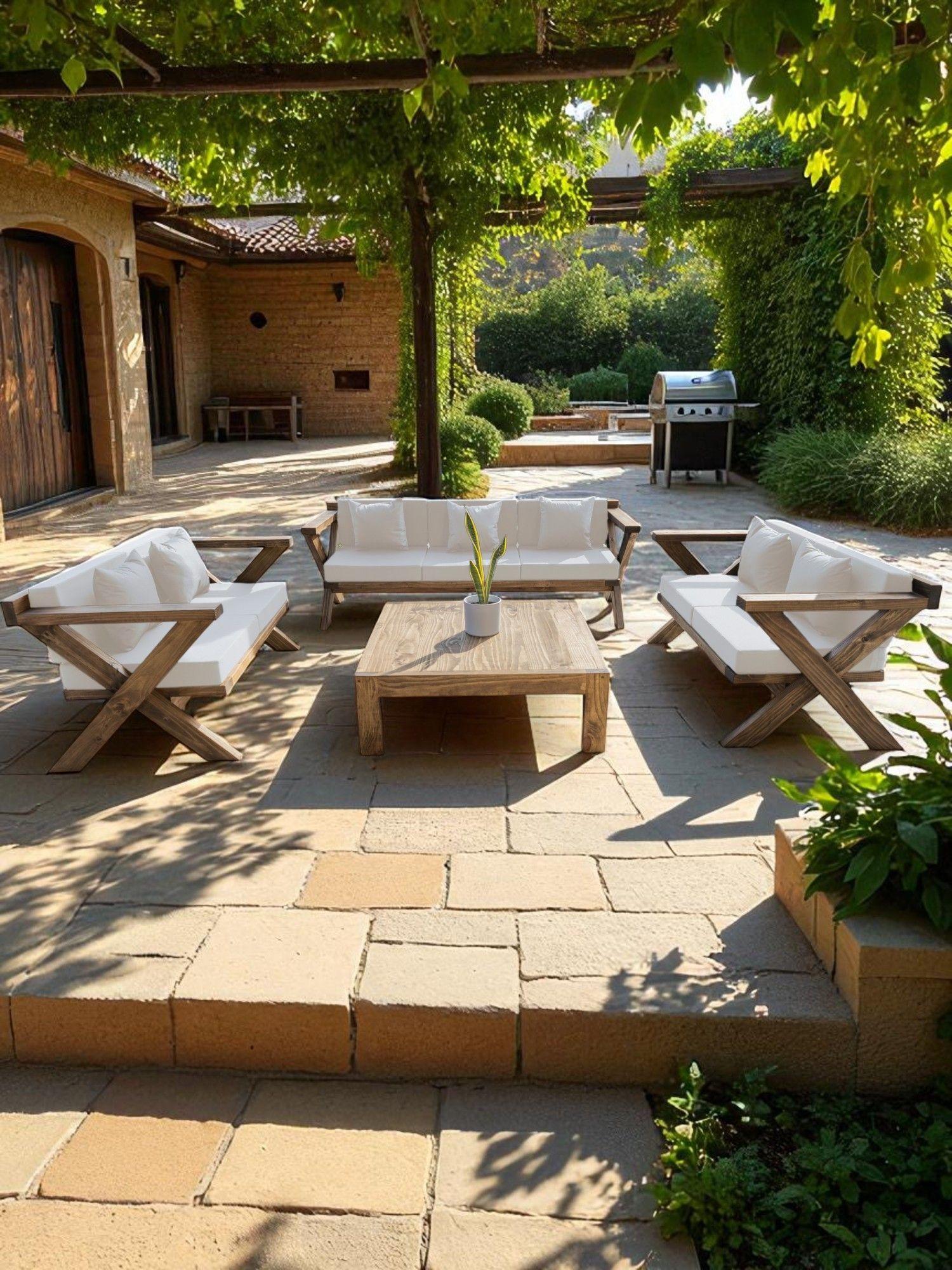 TERRAZA RÚSTICA MIARUSTE MODELO EQUIS 7 CUERPOS MADERA COLOR ROBLE-2
