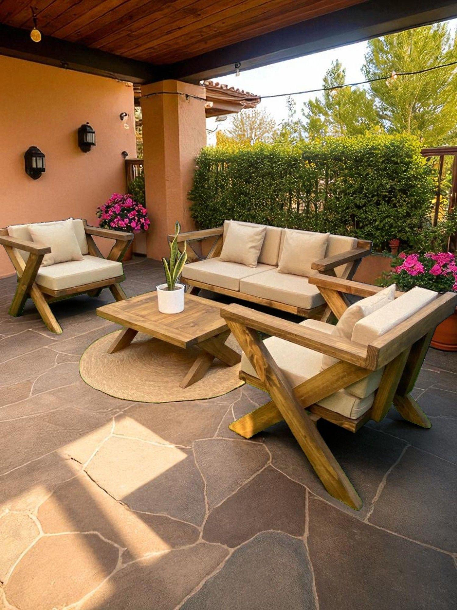 TERRAZA RÚSTICA MIARUSTE MODELO EQUIS 4 CUERPOS MADERA COLOR ROBLE-0