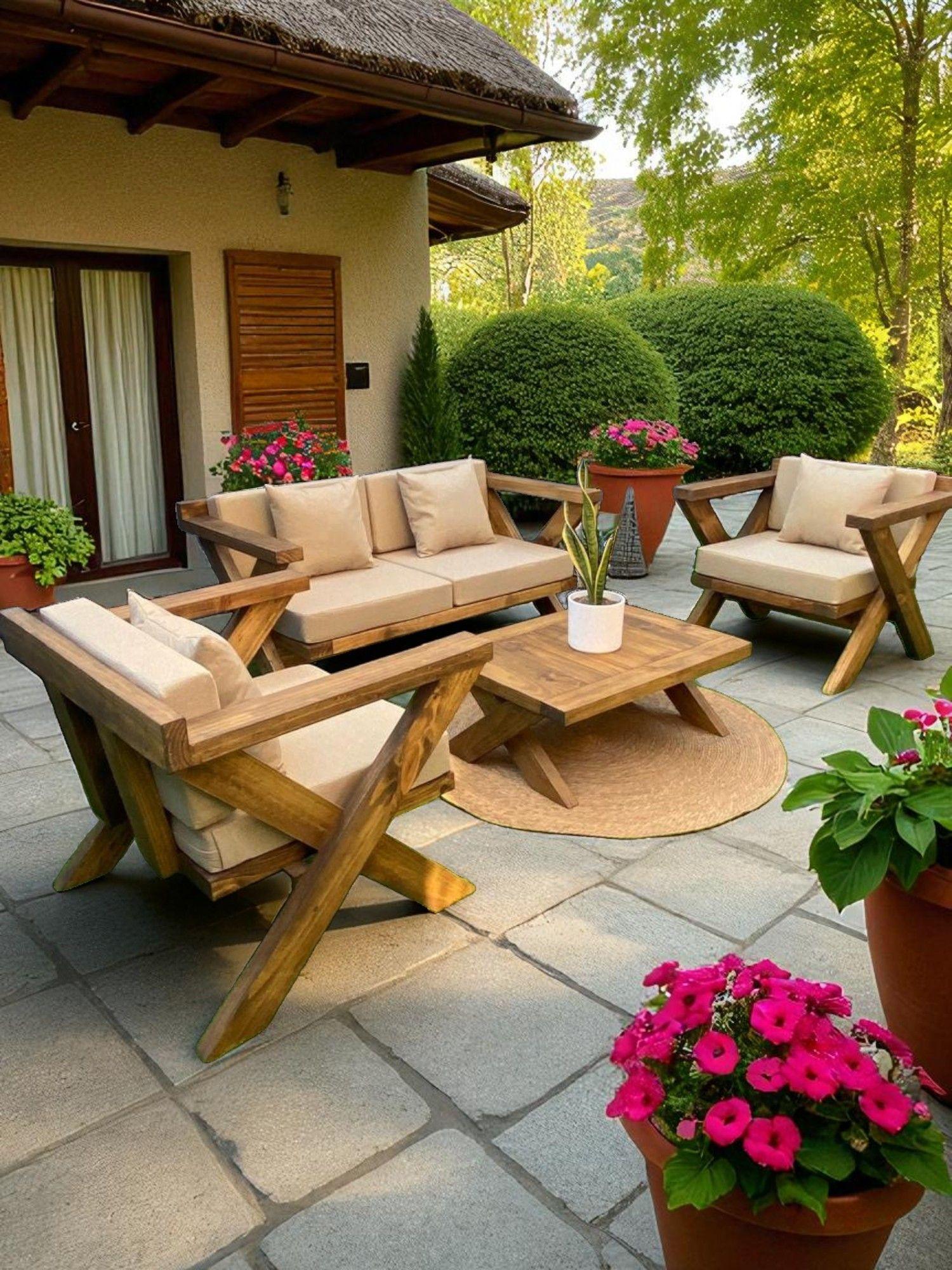 TERRAZA RÚSTICA MIARUSTE MODELO EQUIS 4 CUERPOS MADERA COLOR ROBLE-1