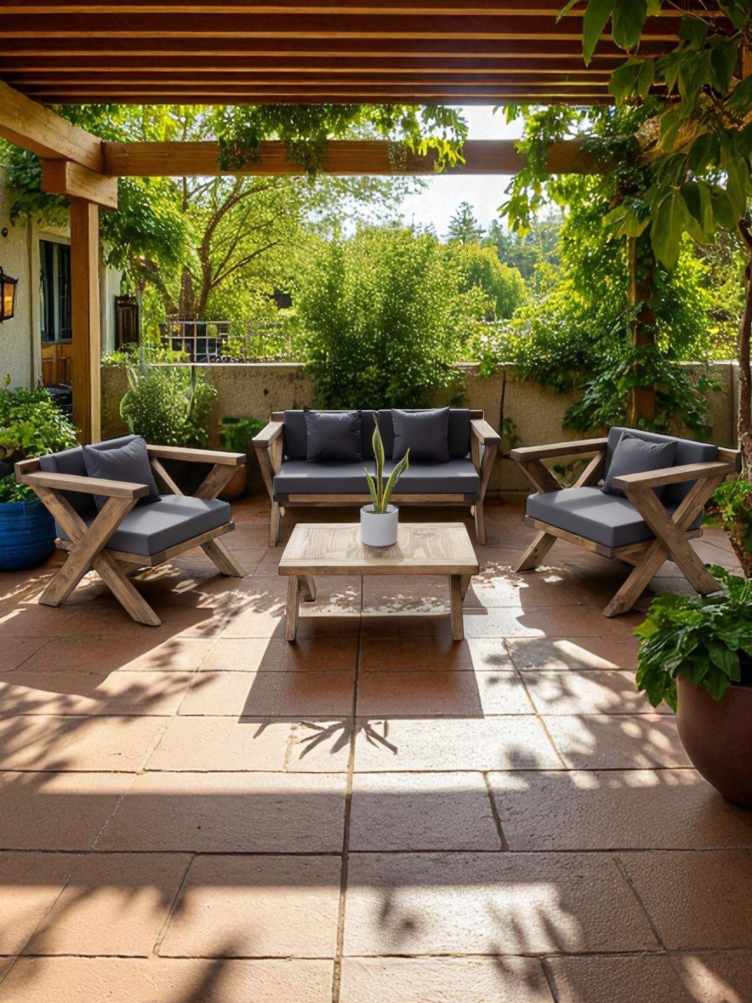 TERRAZA RÚSTICA MIARUSTE MODELO EQUIS 4 CUERPOS MADERA COLOR ROBLE-3