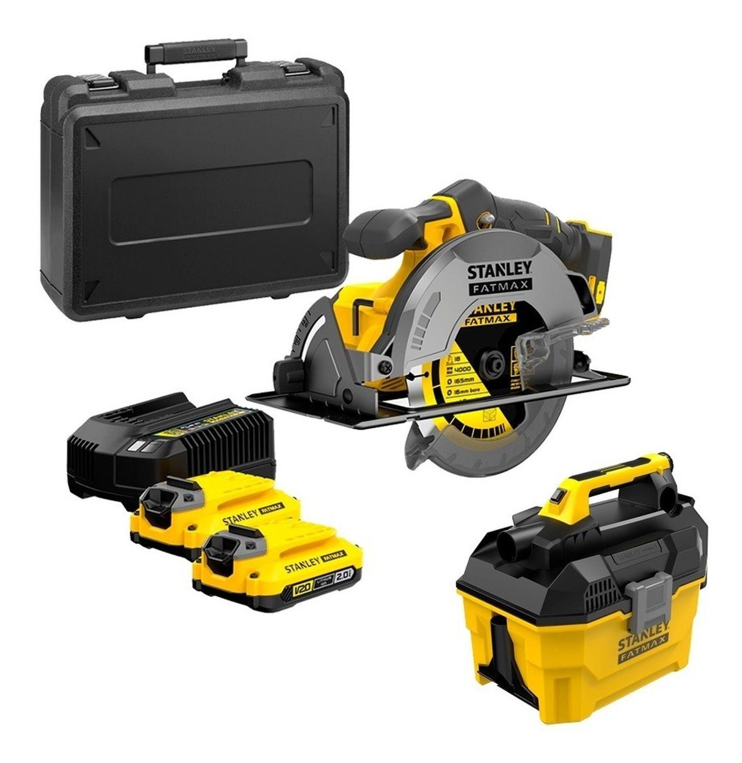 Kit Sierra Circular Y Aspiradora Inal. Stanley 20v Scv002-sb-0