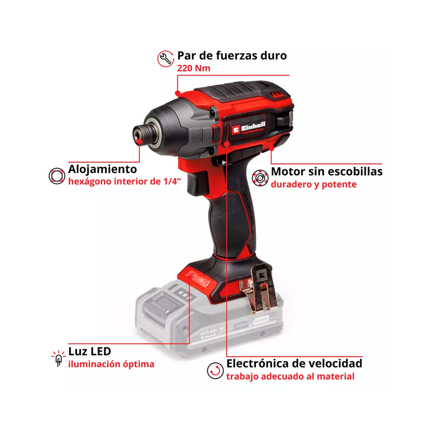 Atornillador Impacto Einhell TP-CI 18/220 Li BL - Sin Baterías-1