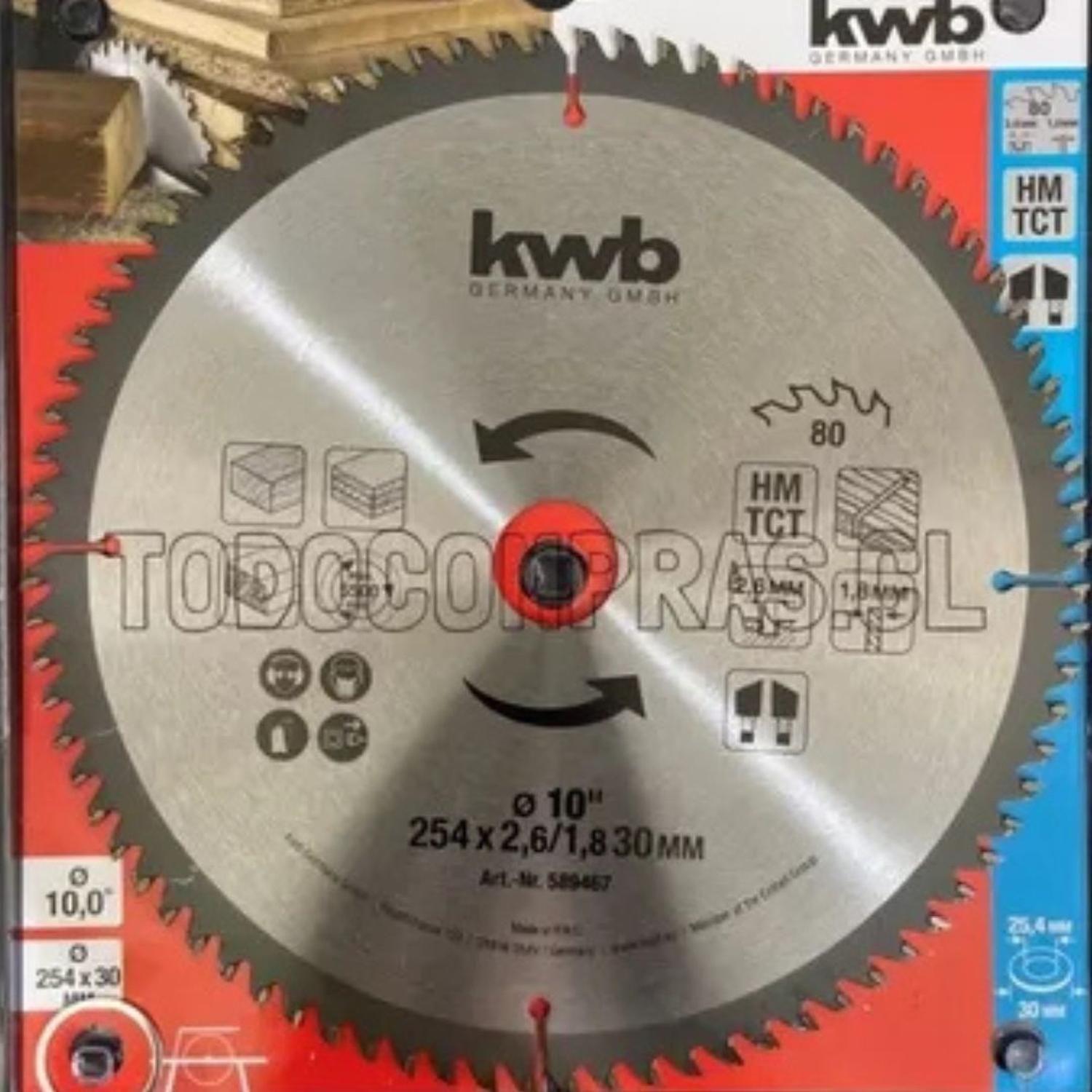 Disco Madera Y Aluminio 10 Pulgadas 80 Dientes Kwb-1