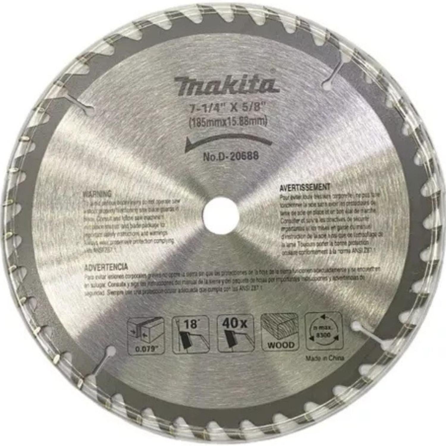 Disco para Madera 7 1/4" 40D Makita D-20688-1