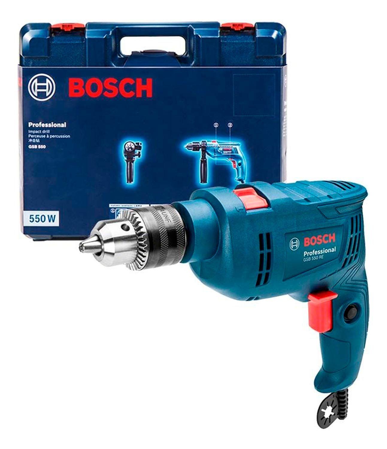 Taladro Impacto Bosch Gsb 550 Re + Mango + Maletín 06011b60n-1