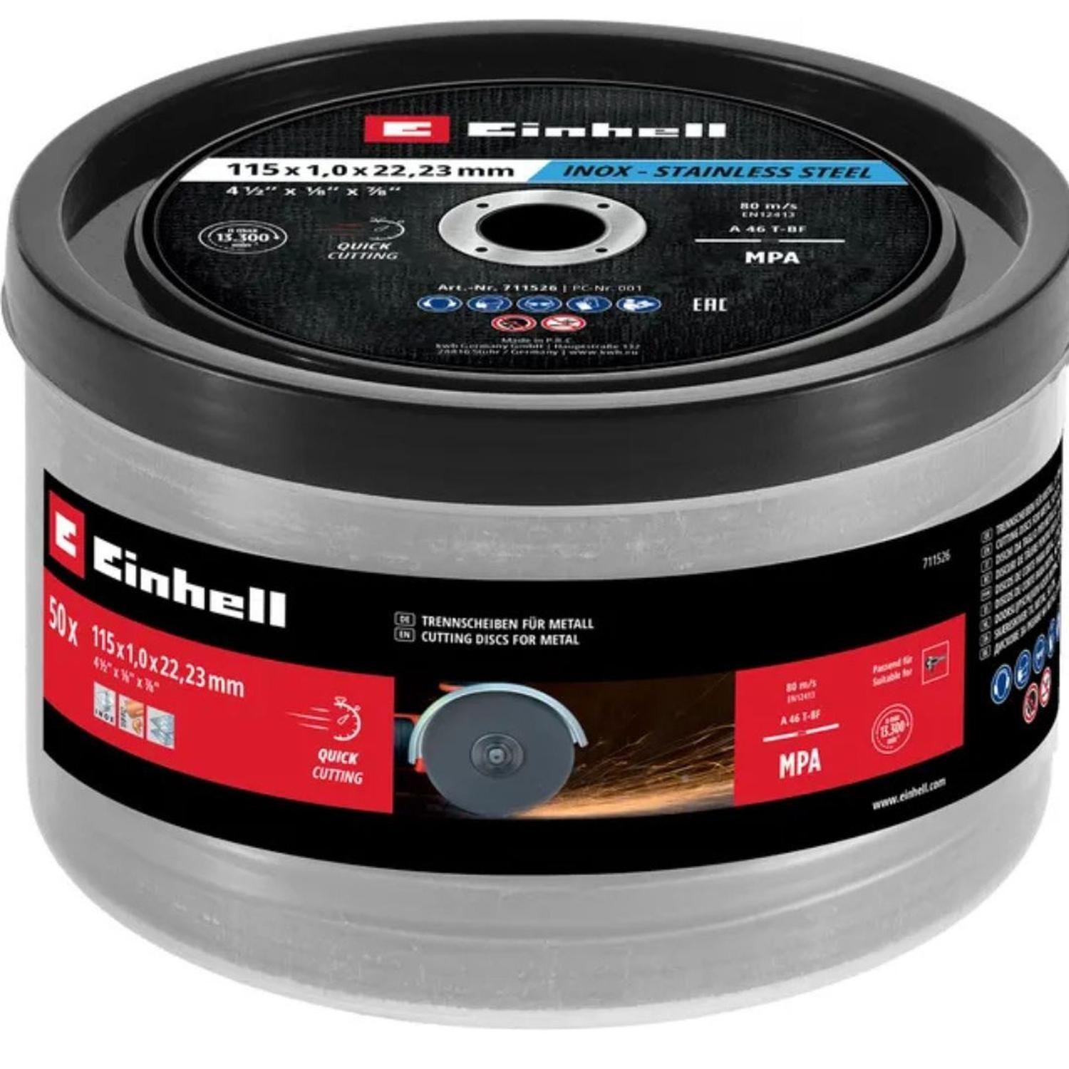 Set 50 Discos Corte Metal Inox 115X1MM Einhell 49711526-1
