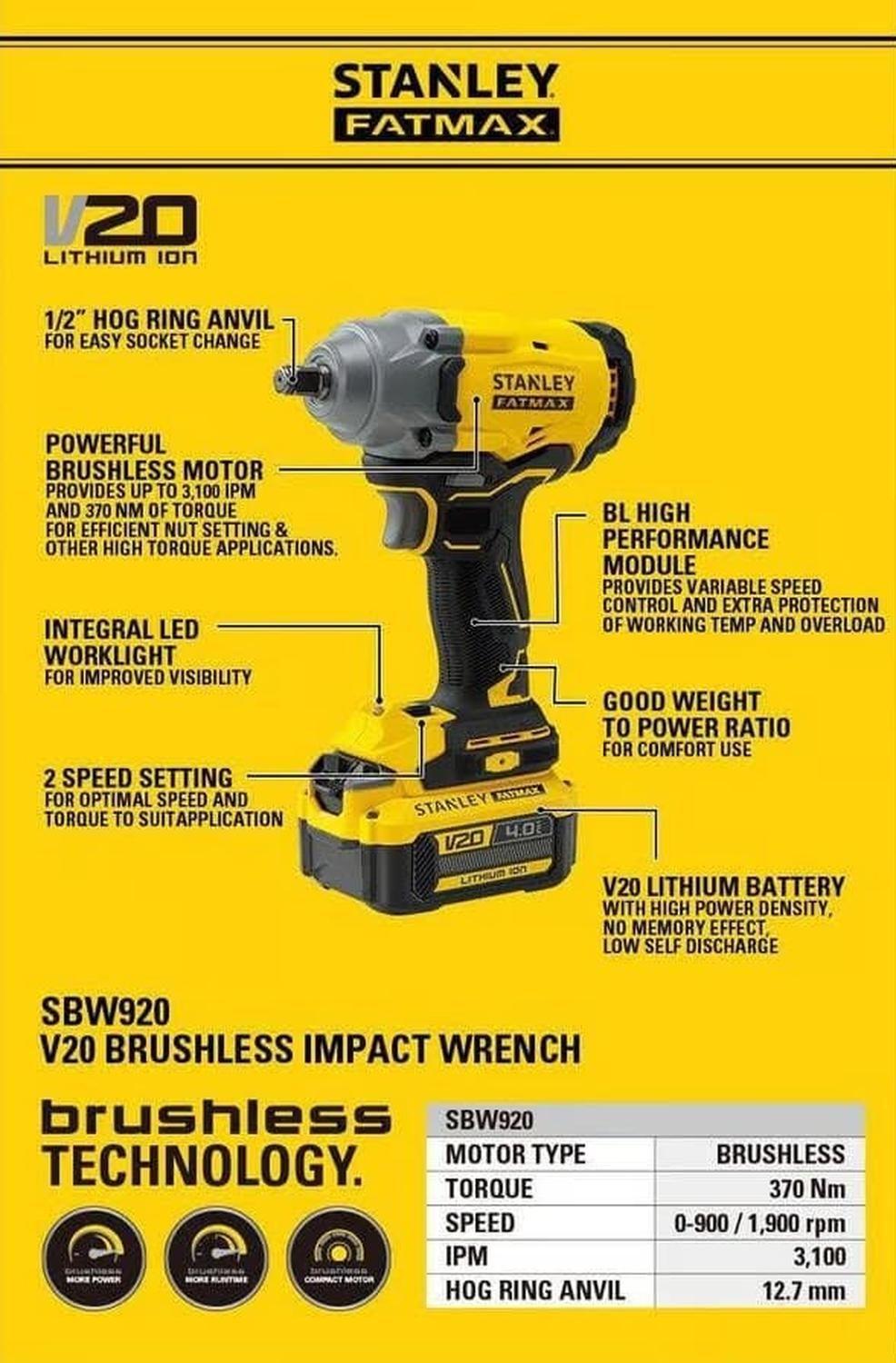 Llave De Impacto 1/2 Fatmax Stanley Sbw920-b2 - Sin Bat.-3