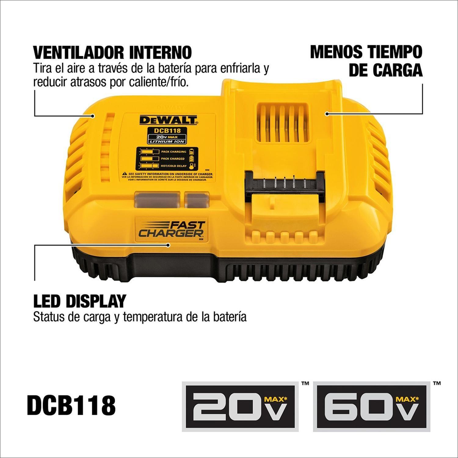Cargador Flexvolt Litio Ion 20v-60v Dewalt Dcb118-b2-3