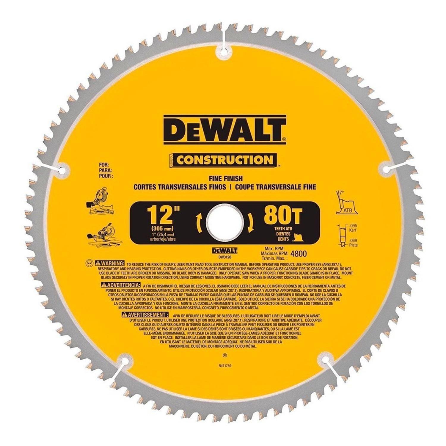 Disco 12 Pulgadas 80 Dientes Dewalt Dw3128-0